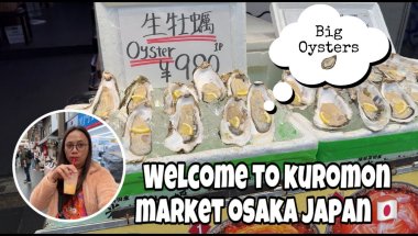 HUGE OYSTERS IN KUROMON MARKET OSAKA JAPAN! SUBSCRIBE FOR MORE VIDEOS!