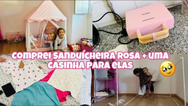 Comprei uma sanduícheira rosa😍 Recebidos, Montei sozinha a casinha pra elas🥹 Domingo só eu e elas🙂