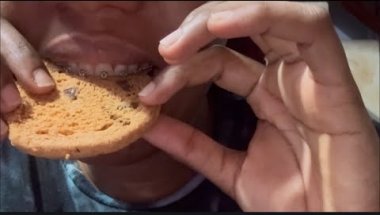 FIRST TIME EATING COOKIE WITH BRACES