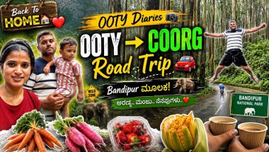 😱 Bandipur Forest Surprise! Ooty to Coorg Road Trip | Kannada Family Vlog