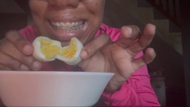 EATING BOILED EGGS WITH BRACES