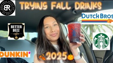 TRYING FALL DRINKS 2025 🍂🎃 | Black Rock, Dunkin, Better Buzz, Dutch Bros, Starbucks