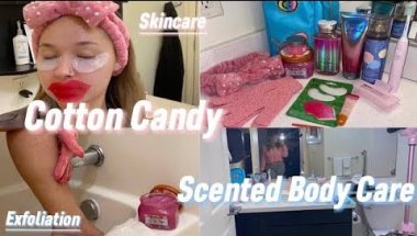 Sweet Cotton Candy Shower Routine 🍭 Braces Care + Skincare & Exfoliating