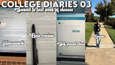 COLLEGE DIARIES 03: Second to last week of classes| homework, quiz review, self paced class, grwm|
