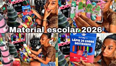 “MATERIAL ESCOLAR” DE 2026!! Pesquisando preço na lojinha do meu bairro + compramos pisca piscas: