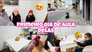 Primeiro dia de aula delas na escola nova aqui em Espanha 🇪🇸❤️
