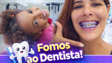 Fomos ao dentista colocar aparelho nos dentes de baixo.