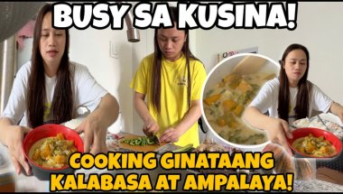 BUSY SA KUSINA! COOKING GINATAANG KALABASA AT AMPALAYA! BAWAL TO SAKIN! KAIN TAYO! Abengvlogs
