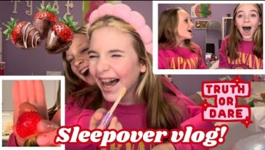 Sleepover vlog! Kynley & Tyler | chocolate covered strawberries, truth or dare, etc. ✨🍫🍓#viral