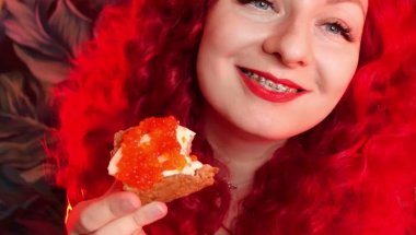redhead girl in braces chewing swallowing and tease by vore - food fetish free