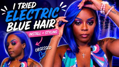 Trying an ELECTRIC BLUE Synthetic Wig 💙